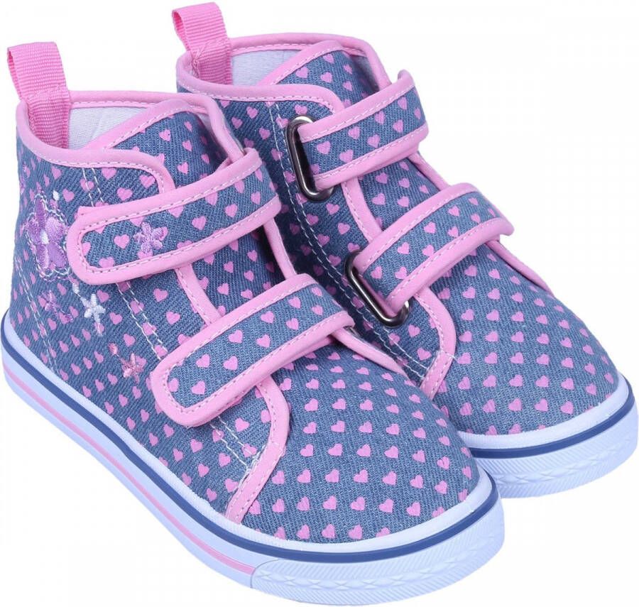 Produkt Grijs-roze sneakers met hoge hartjes en klittenband
