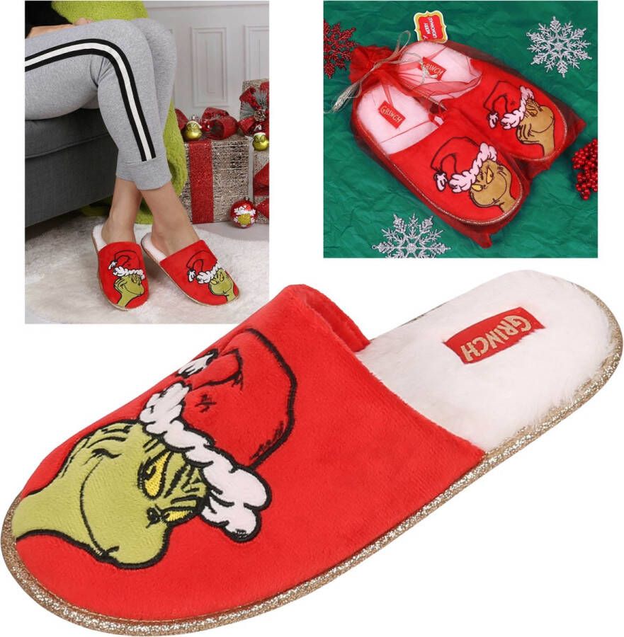 PRODUKT Grinch Kerstsloffen Damessloffen + Decoratieve Tas