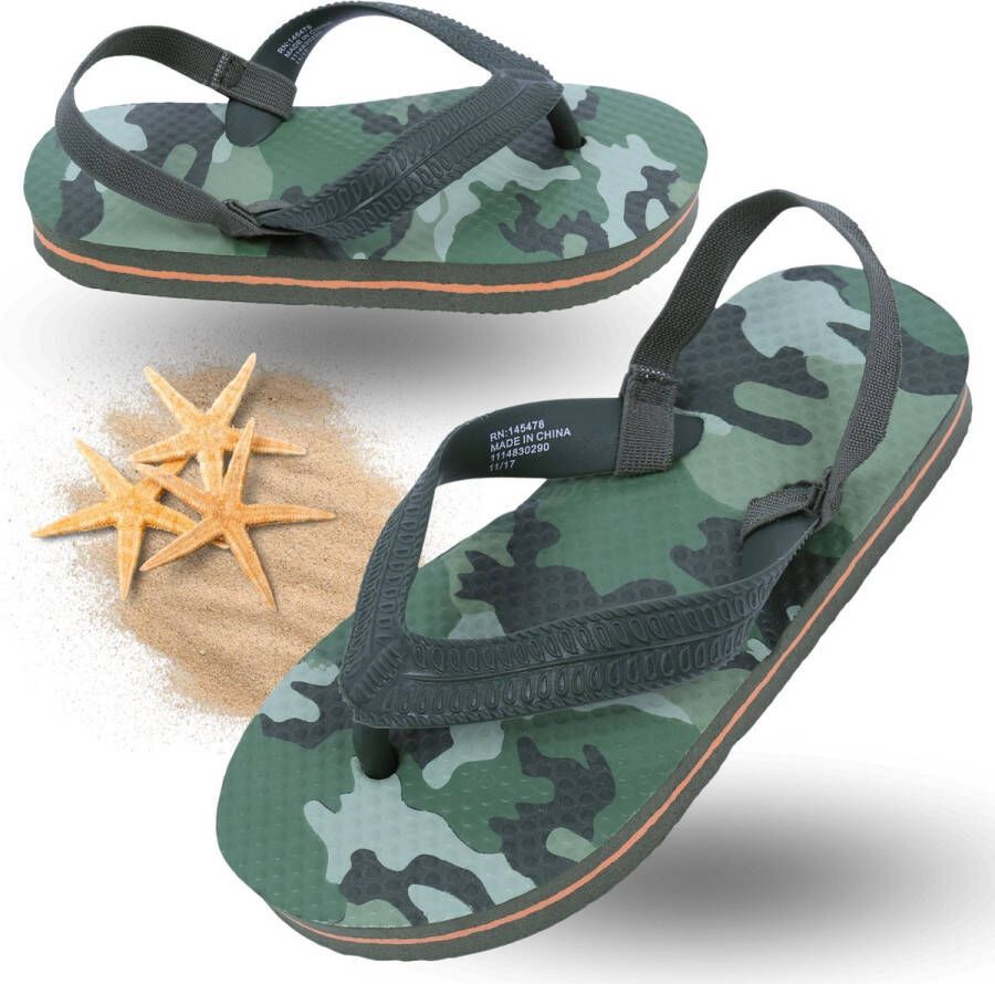Sarcia.eu Kinderflipflops met camouflagepatroon zwembadslippers met een elastische band om de hiel
