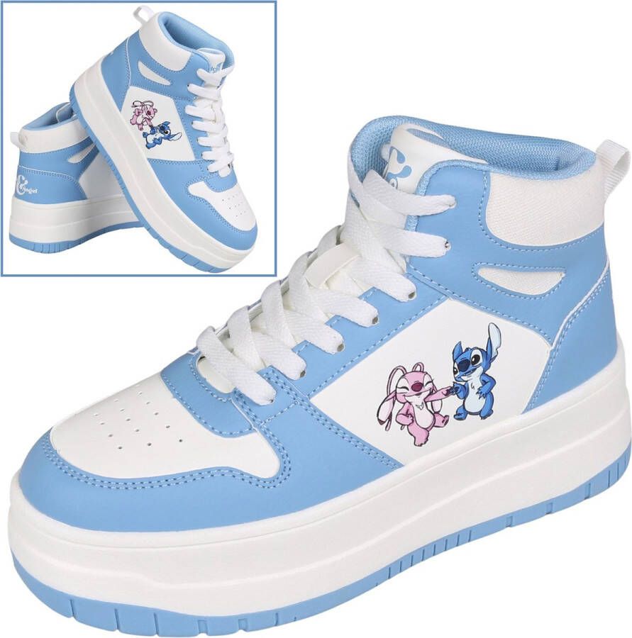 PRODUKT Stitch en Angel Disney Dames Hoge Sneakers Blauw-Witte Sportschoenen