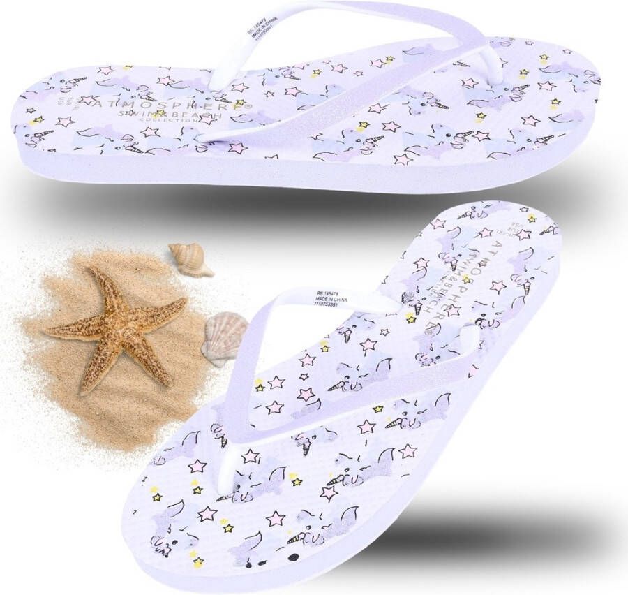 PRODUKT Witte teenslippers met eenhoorn
