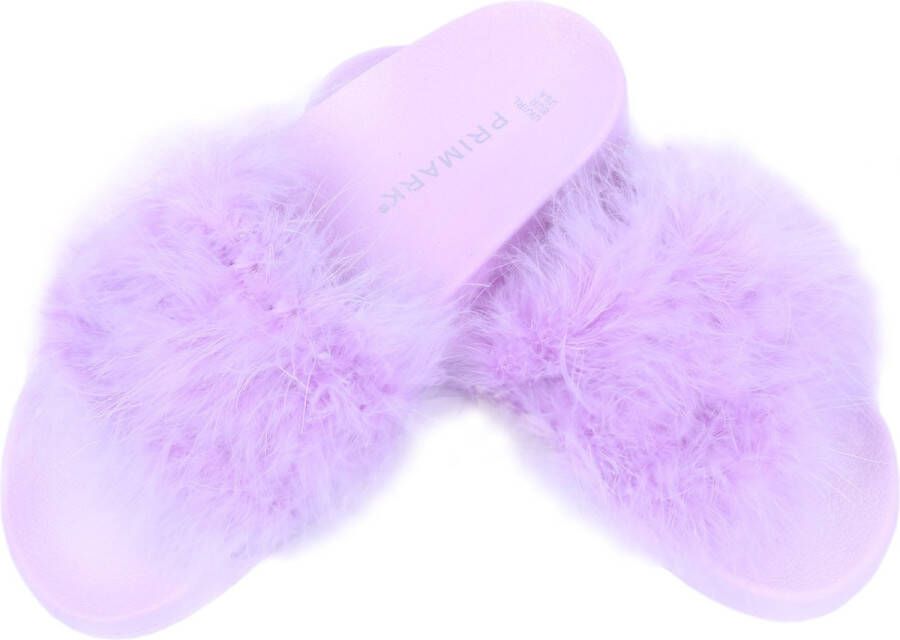 PRODUKT produkt Paarse slippers met veren