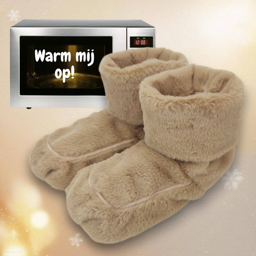 Prostec Magnetron sloffen Verwarmde pantoffels en Warme Voeten Opwarm sloffen One Size Fits All T m Lavendel en Lijnzaad Vulling Bruin