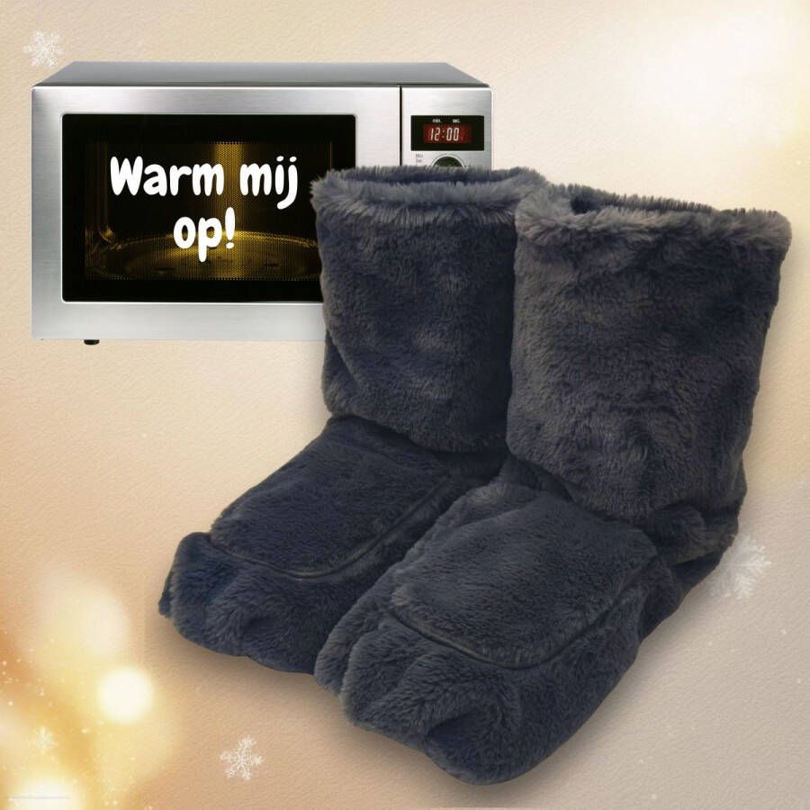 Prostec Magnetron sloffen Verwarmde pantoffels en Warme Voeten Verwarmde sloffen One Size Fits All T m Verwarmde sokken Lavendel en Lijnzaad Vulling Grijs