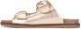 POELMAN Goudkleurige sandalen met gespen Goud Leer Platte sandalen Dames - Thumbnail 2