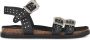 PS Poelman ARANSTUD Dames Faux PU Imitatie Leren Sandalen met Studs en Western Cowboy Gespen Zwart - Thumbnail 2