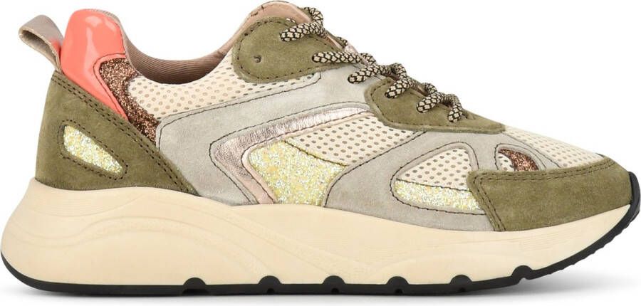 PS Poelman CIBEL Dames Sneakers Groen Beige Multi