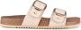 PS Poelman CURA Dames Faux PU Imitatie Leren Sandalen met Gespen Metallic Licht Beige - Thumbnail 1