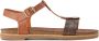 PS Poelman Dames Sandalen Lizzy Cognac Bruin met Metallic Brons Snake Print - Thumbnail 2