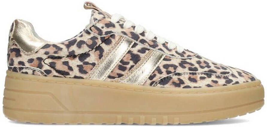 PS Poelman Dames Sneaker Goud Leer Leopard