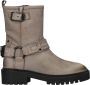 Poelman Taupe Leren Bikerboot met Gespen Gray Dames - Thumbnail 1