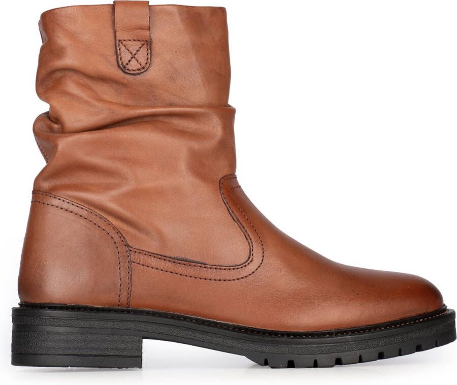 PS Poelman Dungaball leren enkellaarzen cognac