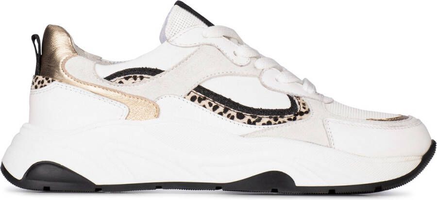 PS Poelman IVA Dames Sneakers Wit met goud combinatie