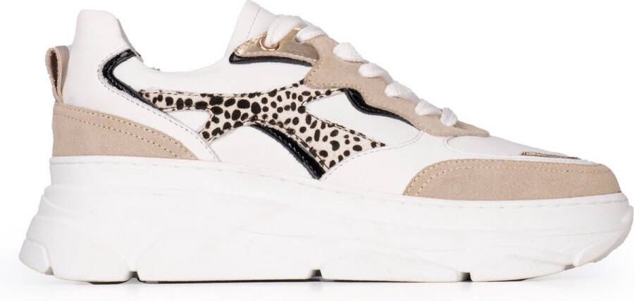 PS Poelman JANA Dames Sneakers Beige met combinatie