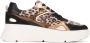 PS Poelman Jana chunky leren sneakers zwart beige panter - Thumbnail 5