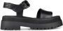 PS Poelman KORIOS Dames Leren Chunky Plateau Sandalen met Gespsluiting Zwart - Thumbnail 1