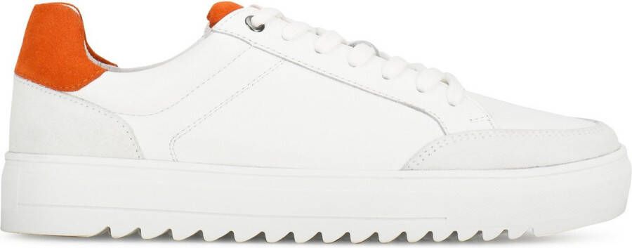 PS Poelman MIKE Heren Sneakers Wit met oranje combinatie