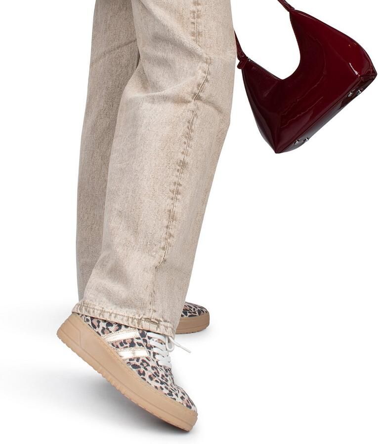 PS Poelman Anemone leren sneakers met panterprint beige - Foto 2