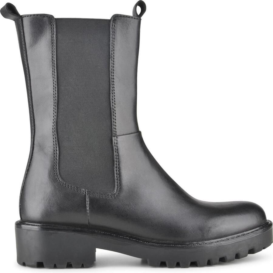 PS Poelman Bond Dames Leren Chelsea Enkellaarzen met Elastiek Zwart