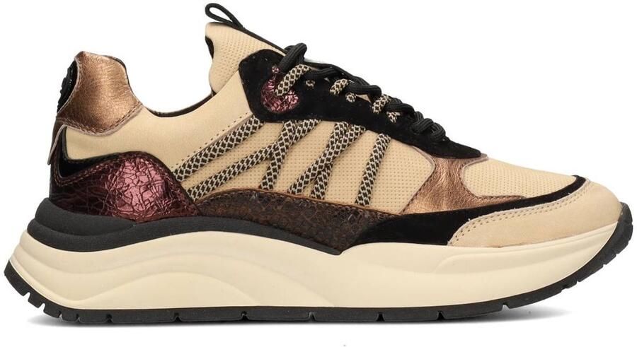 PS Poelman CHARU Dames Sneakers Zwart Met Beige