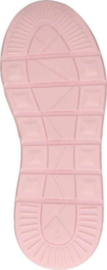 PS Poelman Dames MINION Nude Combo Mesh Suède Leren Runner Sneakers met Lakleer Details Beige Taupe Roze Multi - Foto 7