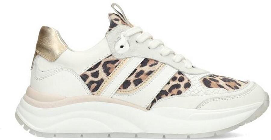 PS Poelman suède sneakers met panterprint wit