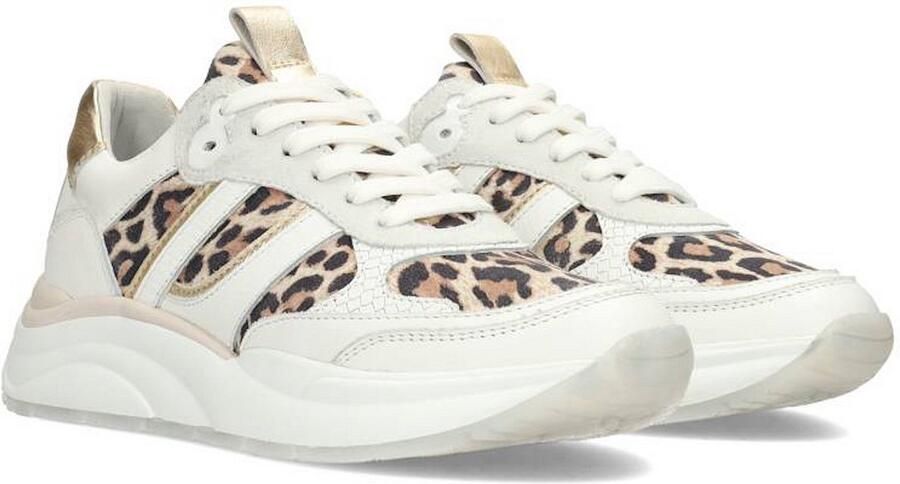 PS Poelman suède sneakers met panterprint wit