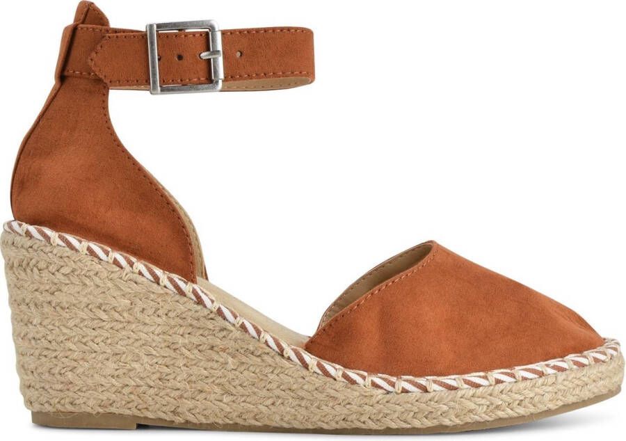 PS Poelman Dames Espadrilles met Sleehak Enid Cognac Bruin
