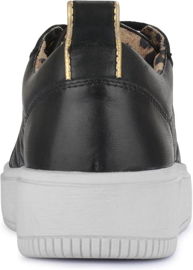 PS Poelman Esquimo Dames Quilted Leren Tennis Sneakers Zwart - Foto 4