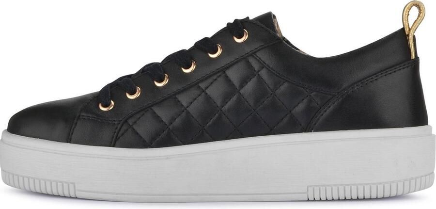PS Poelman Esquimo Dames Quilted Leren Tennis Sneakers Zwart - Foto 6