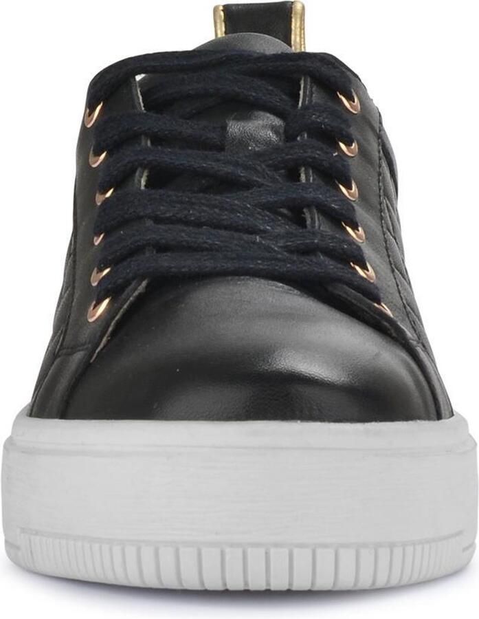 PS Poelman Esquimo Dames Quilted Leren Tennis Sneakers Zwart - Foto 3