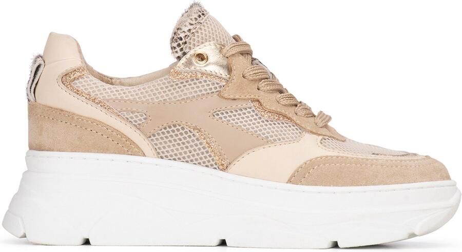 PS Poelman JANA Dames Sneaker Beige met combinatie