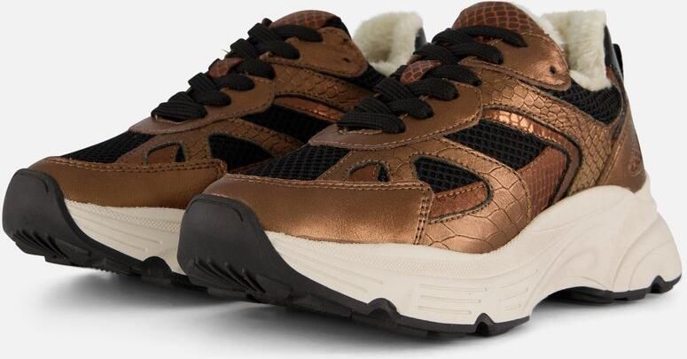 PS Poelman Sneakers Metallic bruin Leer Dames