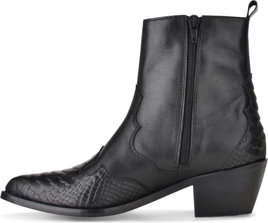 PS Poelman Leren Chelsea Enkellaarzen met Western Snake Print Details Tartor Zwart Dames - Foto 4