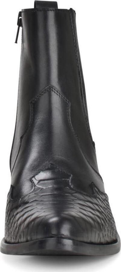 PS Poelman Leren Chelsea Enkellaarzen met Western Snake Print Details Tartor Zwart Dames - Foto 5