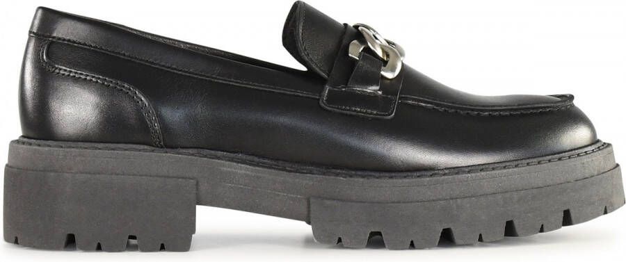 PS Poelman Rockland chunky leren loafers met ketting zwart