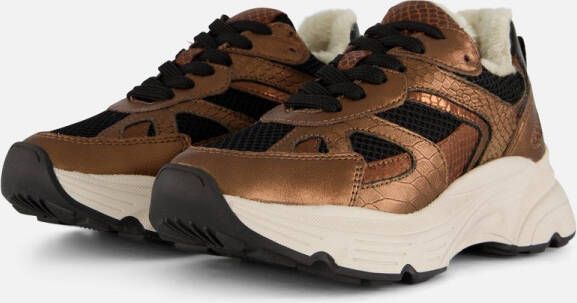 PS Poelman Sneakers Metallic bruin Leer Dames