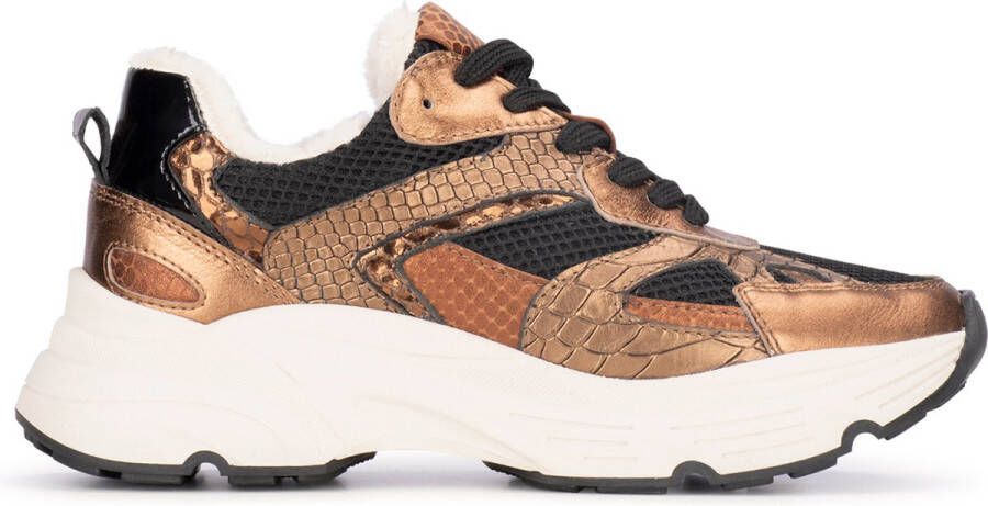 PS Poelman TOKIO Dames Sneaker Brons met combinatie