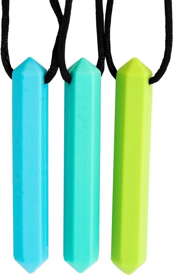 PULUZ 3-Delige Sensoire Kauwkettingen Chew Crayon Silicone Blauw + Groen + Lichtblauw Voor Kinderen En Volwassenen