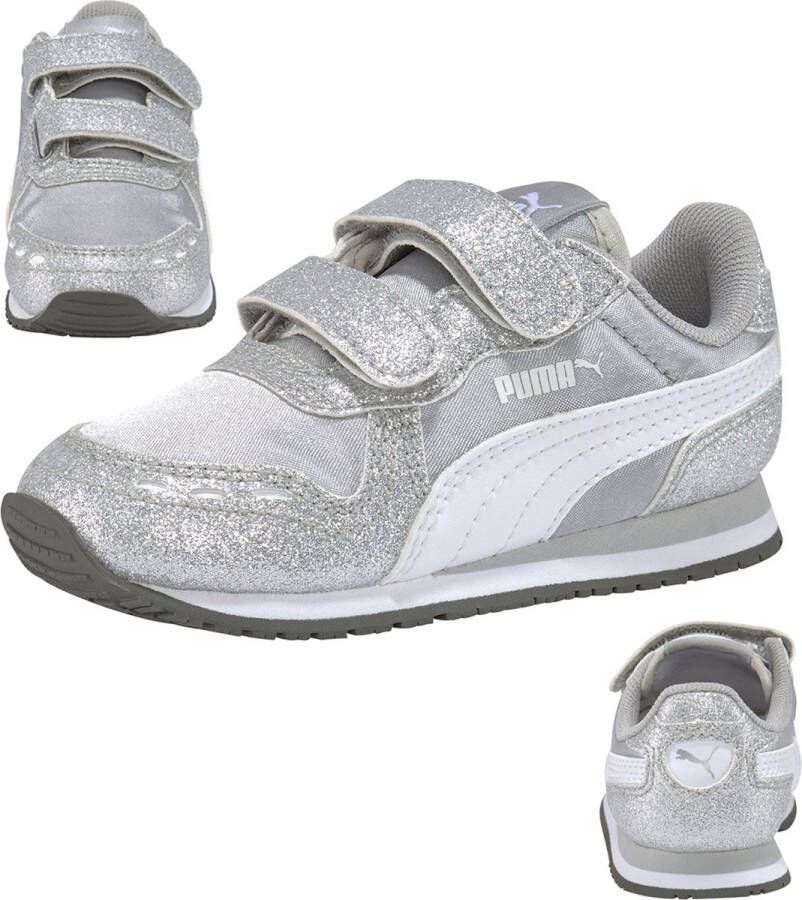 PUMA Cabana Racer Glitz V PS kindersneakerschoenen meisjes zilver
