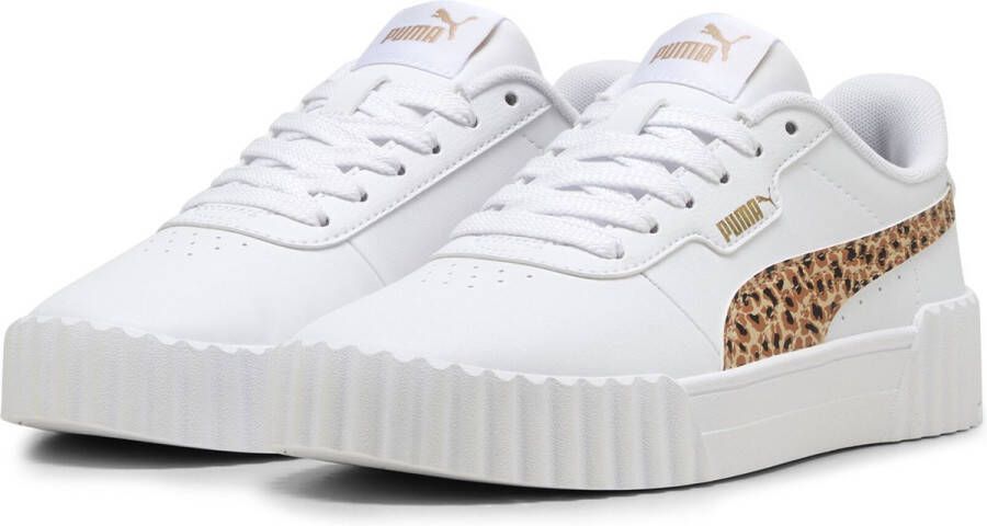 PUMA Carina 3.0 Animal Jr Meisjes Sneakers White-Light Sand- Gold