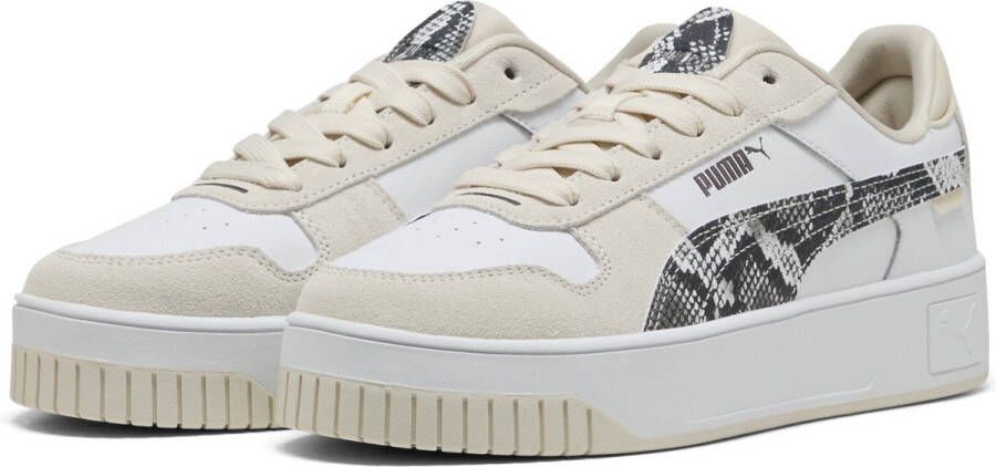 PUMA Carina Street Snake Chic Dames Sneakers White- Black-Alpine Snow