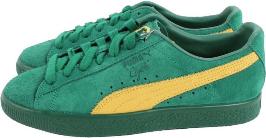 PUMA Clyde Super Heren Sneakers Schoenen Leer Groen 386349