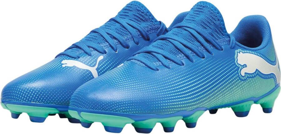 Puma Future 7 Play voetbalschoenen kobaltblauw mintgroen wit Imitatieleer 34 - Foto 4