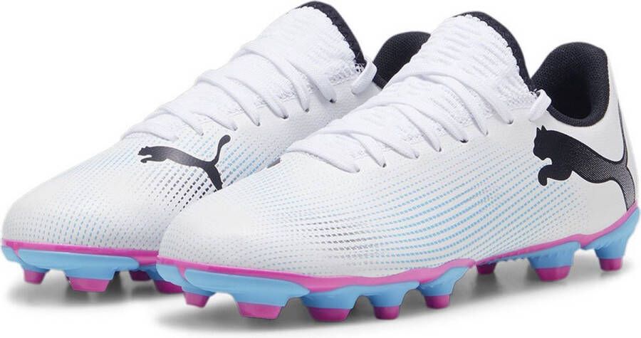 Puma Future 7 Play FG AG Junior voetbalschoenen wit roze blauw Imitatieleer 28 - Foto 3
