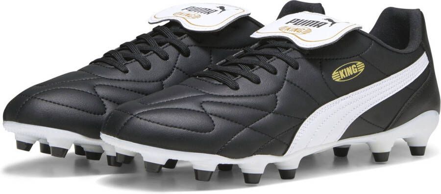 PUMA King Top Gras Kunstgras Voetbalschoenen (MG) Zwart Wit Goud