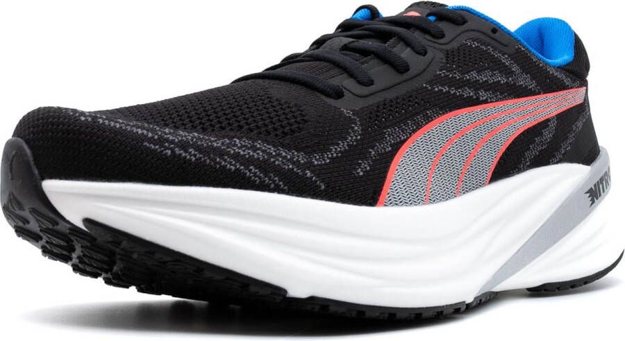 PUMA Magnify Nitro 2 Runningschoenen Heren Black Fire Orch Ultra Blue