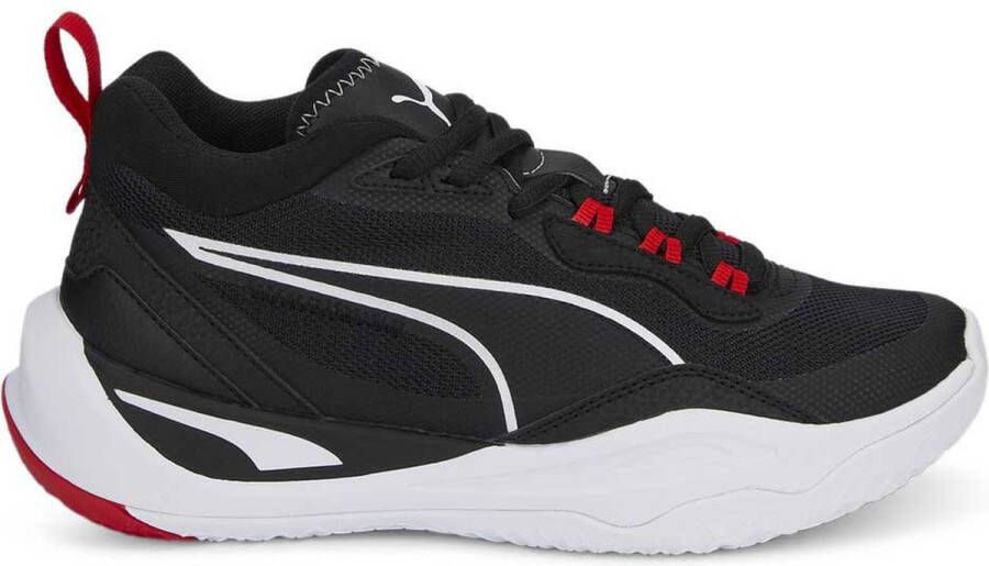 PUMA Playmaker Junior Schoenen Jet Black Jet Black White High Risk Red Kinderen