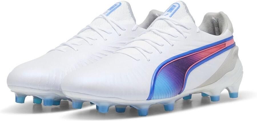 PUMA Fußballschuhe Low King Ultimate FG AG 107809 White-Bluemazing-Flat Light Gray-Sunset Glow