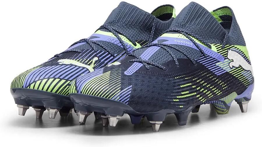 PUMA Future 7 Ultimate IJzeren-Nop Voetbalschoenen (SG) Grijs Paars Groen Wit